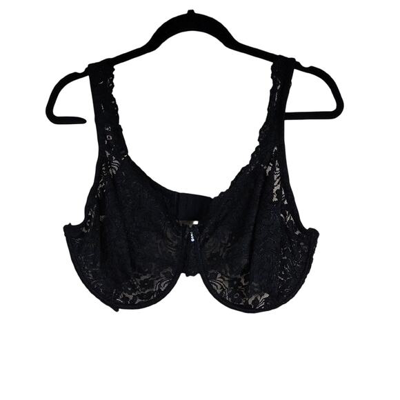 Smart & Sexy Underwire Plus Size Intimate Apparel Elegant Floral Black Lace Bra - Picture 1 of 8